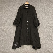Bohemiana Womens Dress Size 1 AU 12-14 Black Linen Long Sleeve Button 19513