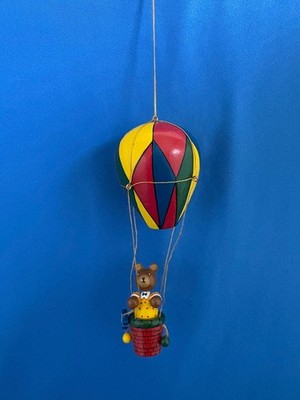 KATHE WOHLFAHRT Wooden BEAR Ornament Hot Air Balloon Germany Vintage