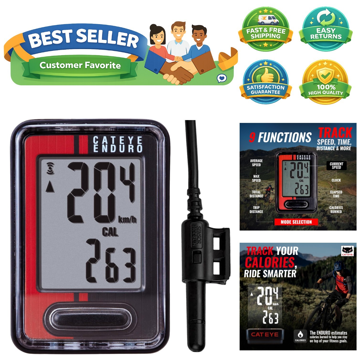 Wired Bike Computer - LCD Speedometer & Odometer for Beginners, 3- Battery