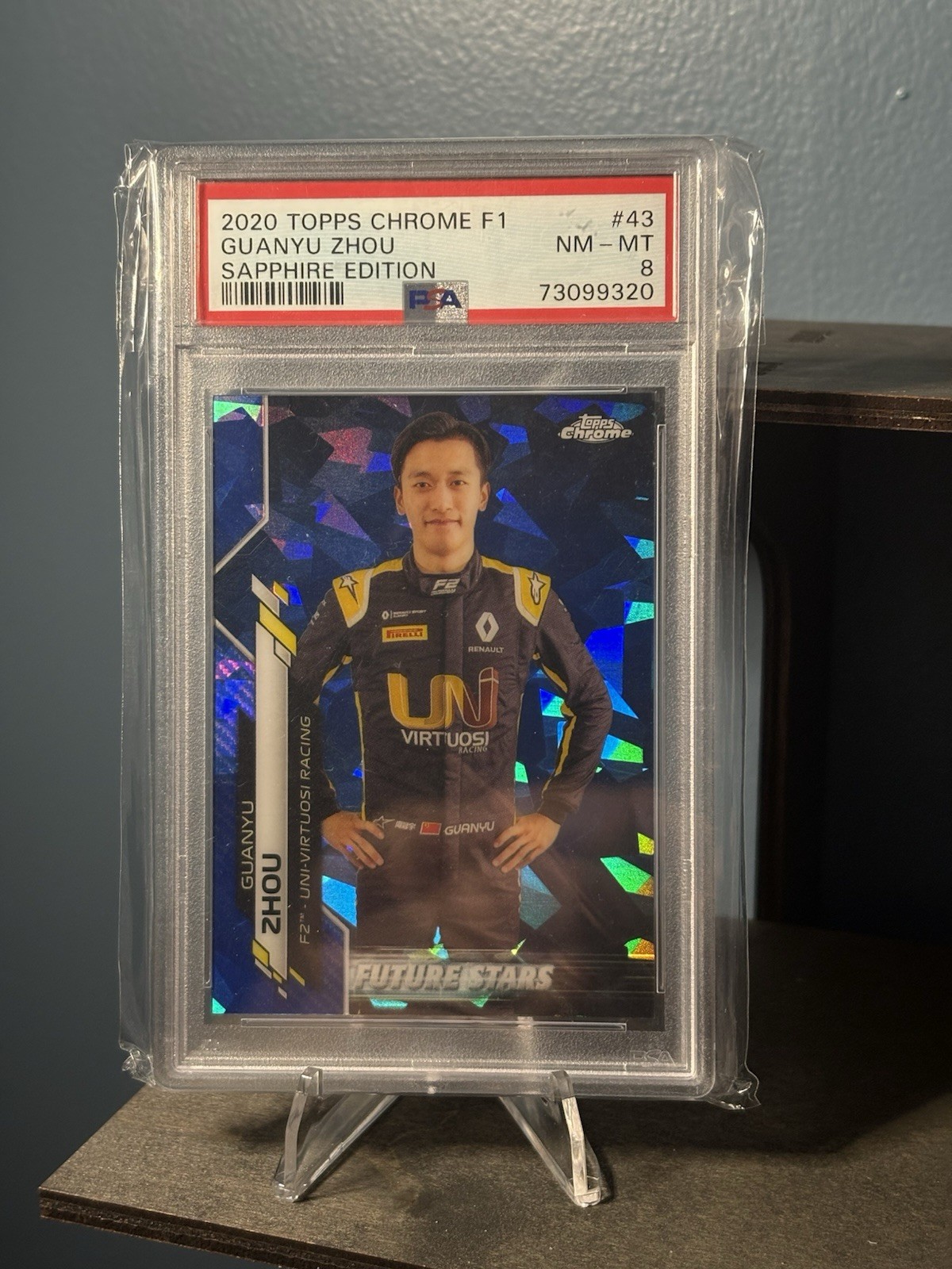 2020 Topps Chrome Sapphire Formula 1-F2 Racers Future Stars Zhou Guanyu #43 (RC)