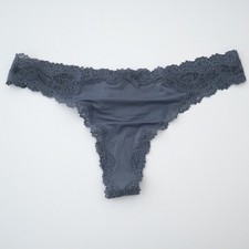 NEW Victoria's Secret VTG Silky Satin Lace Dream Angels Thong Panties MEDIUM