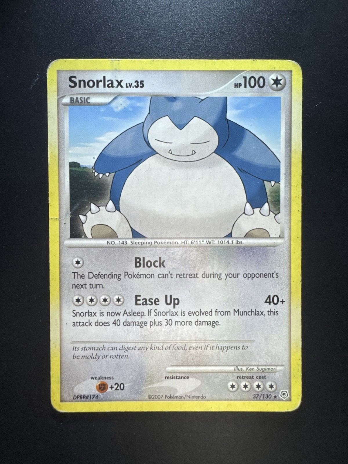 Pokemon TCG Diamond and Pearl Snorlax 37/130 Rare Regular 2007 - HP 100