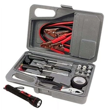 W1556 Roadside Safety Tool Kit Jumper Cables,Pliers,Screwdrivers Jumper Cables