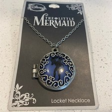 New Disney The Little Mermaid Locket Necklace Ariel  Prince Silver