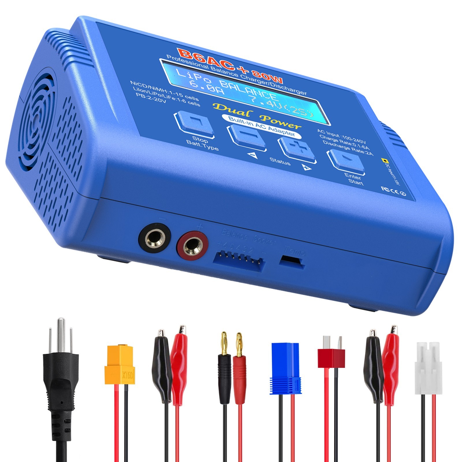 LiPo Battery Charger RC Balance Fast Battery Charger Discharger 80W 6A RC Charge
