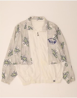 TRIGEMA Mens Tracksuit Top Jacket Large White Geometric Cotton BR06