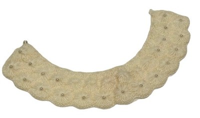Vtg Glentex Crochet Lace Cream Collar  W/ Faux Pearls