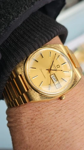 Vintage Omega Seamaster Day-Date Gold Dial Men's Automatic Watch 1977
