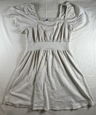 Old Navy Beige Waist-Defined Flutter-Sleeve Mini A-Line Dress - Large