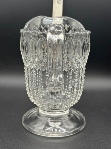 eapg US Glass Co Loop w/dewdrops Pattern Small Glass Pitcher Creamer 1890s