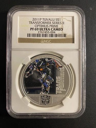 2011 NGC PF 69 TUVALU 1oz Silver $1 "OPTIMUS PRIME - TRANSFORMERS SERIES II" U/C