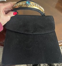 Bienen Davis Vintage 1940s Velvet Handbag JEWELED Handle ..VERY RARE FIND 