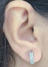 DEAL! 0.70 Carat Natural Diamonds 2rows Hoops Huggies Earrings in 14k Gold