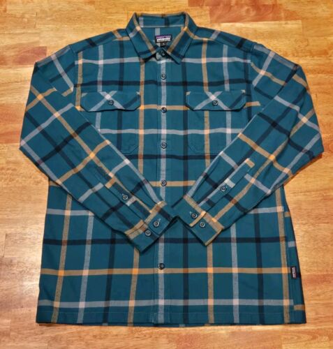 Patagonia Fjord Organic Cotton Flannel Shirt Midweight Herren Medium grün kariert - Bild 2 von 10