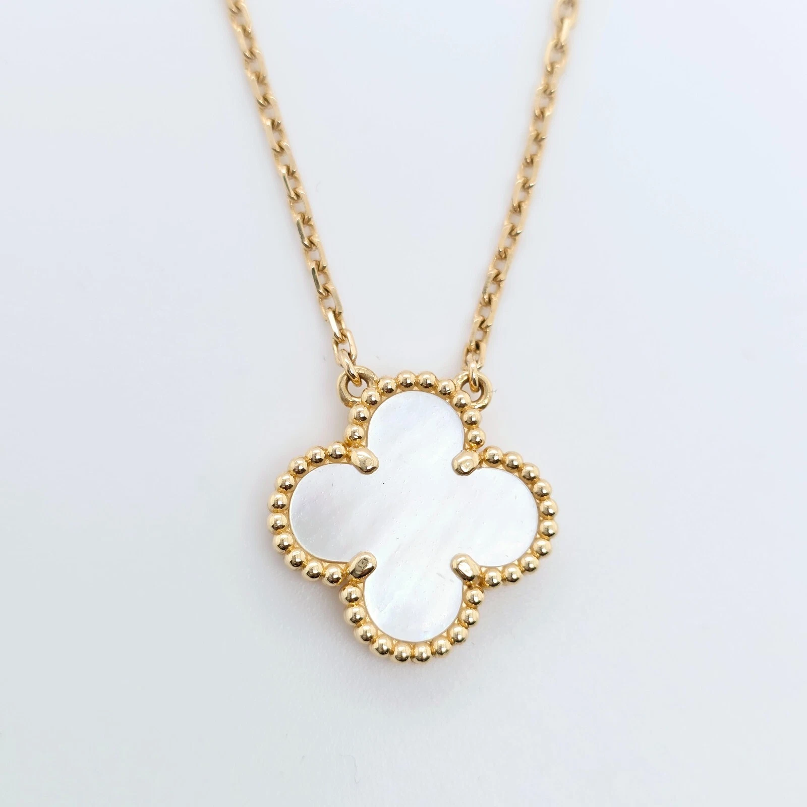 Van Cleef & Arpels Vintage Mother of Pearl Alhambra Pendant, 18k Yellow G