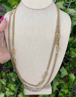 Vintage 53 Inch Infinity Loop Chain Gold Toned Classic Necklace Beautiful Casual