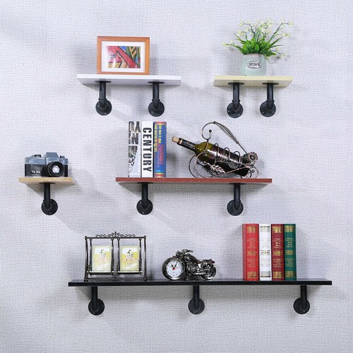 4-8X Pipe Shelf Brackets Industrial Iron Rustic Floating Shelves Storage Unit UK - Picture 16 of 31