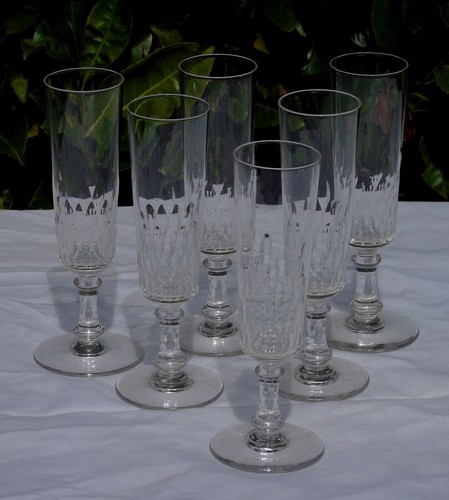 Service de 6 flûtes à champagne en cristal de Baccarat modèle Champigny H 17,5 - Picture 6 of 6