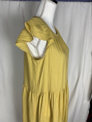 Banana Republic Yellow Ruffle Sleeve Linen Blend Dress Size S | eBay
