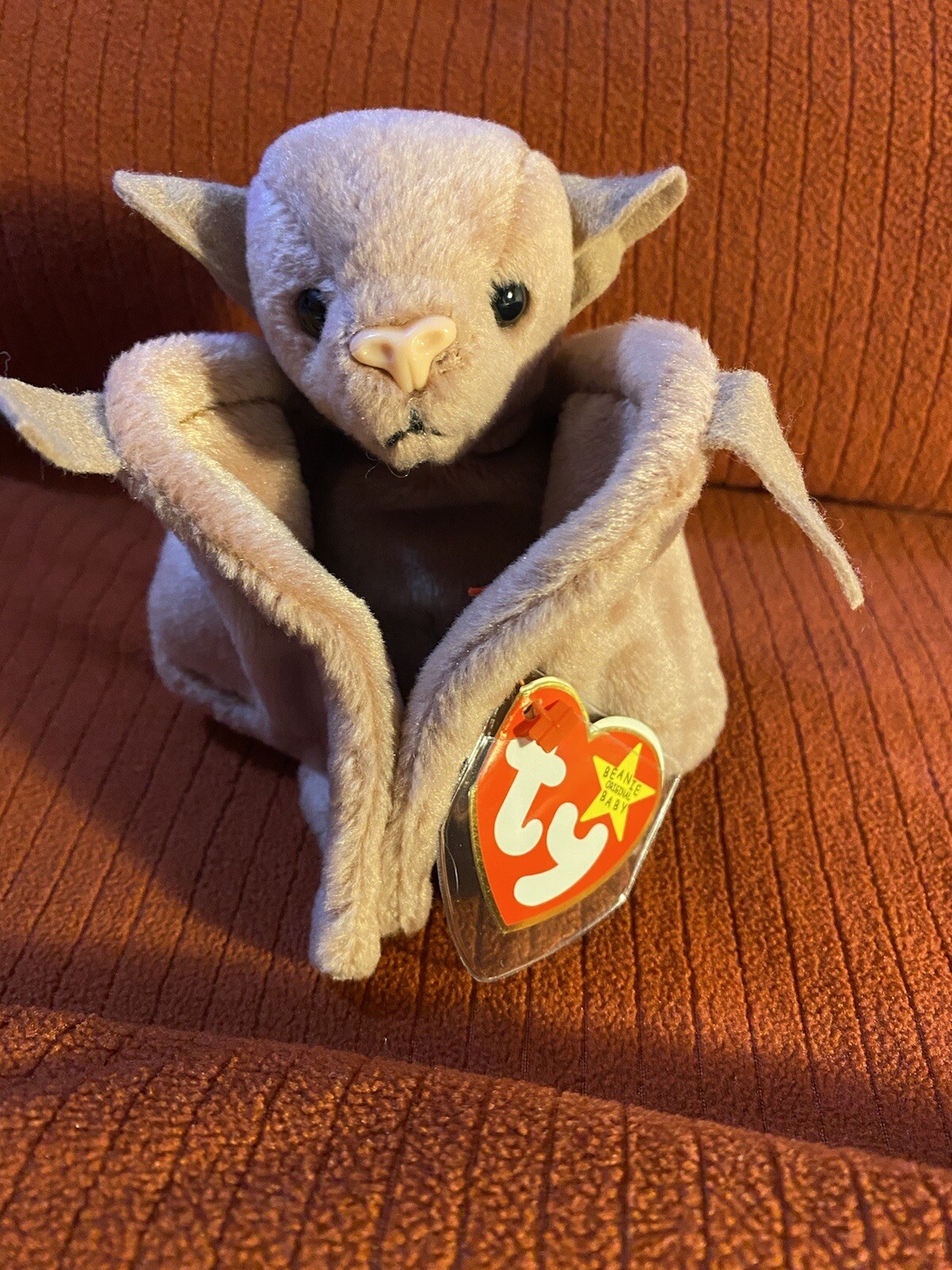 Ty Batty The Bat Beanie baby Crooked Nose Brown RARE ERRORS RETIRED