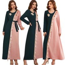 Elegant Women Muslim Dubai Long Dress Abaya Kaftan Maxi Robe Tassel Party Gown