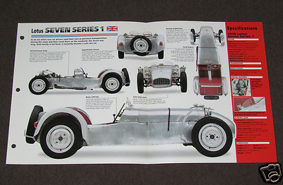 1957-1960 LOTUS SEVEN SERIES 1 Sports (1958) Car SPEC SHEET