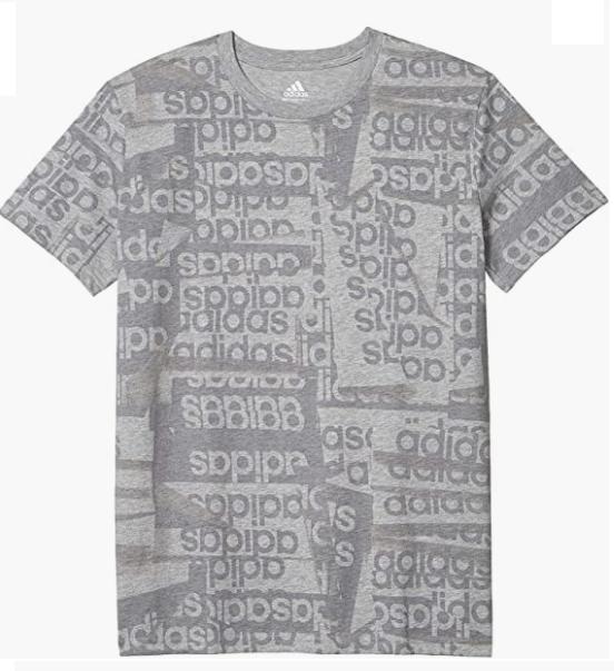 adidas Boys Youth Core Linear Grafic Logo T Shirt Gray Short