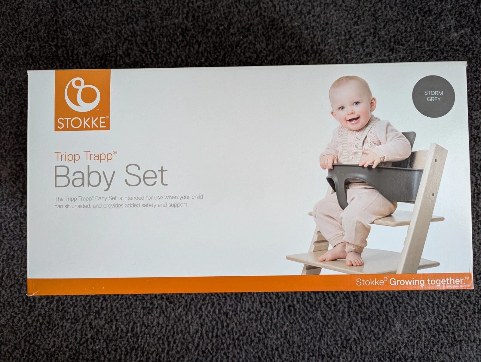 Stokke Tripp Trapp Baby Set (original) | Storm Grey | NEW (open box)
Opens in a new window or tab