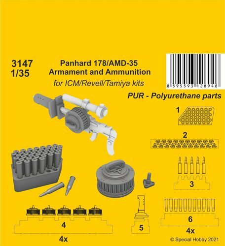 Cmk 129-3147 - 1:35 Panhard 178/Amd-35 Armament and Ammunition - New