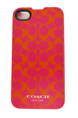 New Coach Fuchsia Pink and Orange Signature iPhone 4/4s 4 4s