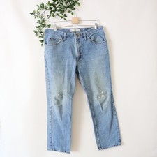 Vintage Lee Men's Distressed Regular Fit Straight Leg Jeans Size 36 x 30 Denim