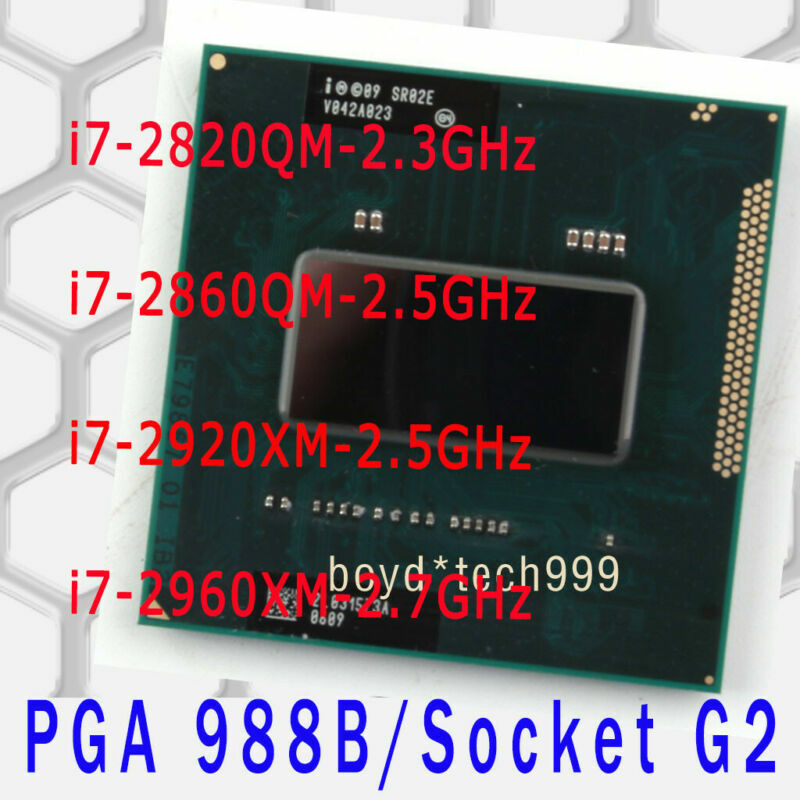 Intel Core i7-2820QM i7-2860QM i7-2920XM i7-2960XM Socket G2