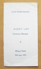 SCOTLAND Scottish Football Association Centenary Banquet 1973 RARE Guest List