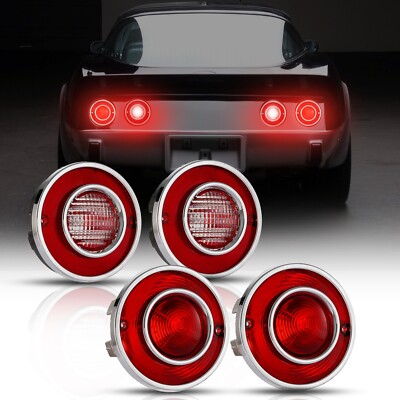 4x LED Tail Lights & Backup Lights Housing Set For 75-79 Chevrolet Corvette C3