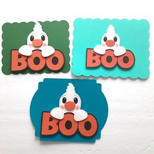 Halloween Ghost Boo Dimensional Card front Scrapbook Embellishment 396
