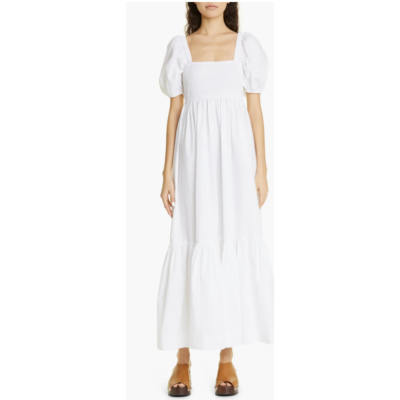 ganni cotton poplin dress GANNI Cotton Poplin V Neck Dress