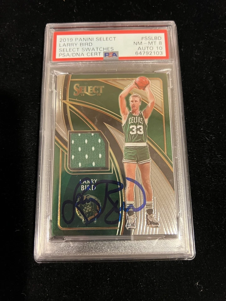 Larry Bird Signed 2019 Panini Select Jersey Swatch PSA NM-MT 8 AUTO 10 Autograph - Image 2 of 4