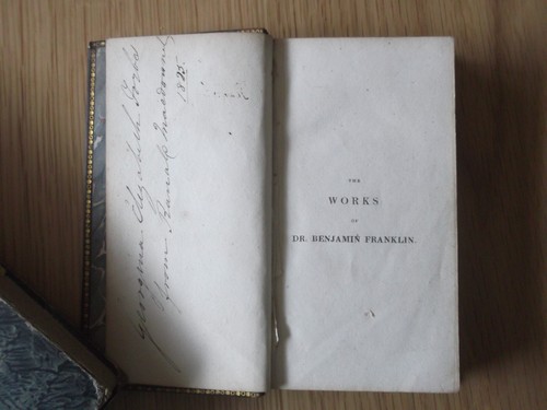 WORKS OF BENJAMIN FRANKLIN. ESSAYS. 1819. LEATHER BINDING. POCKET EDITION. - Picture 6 of 8