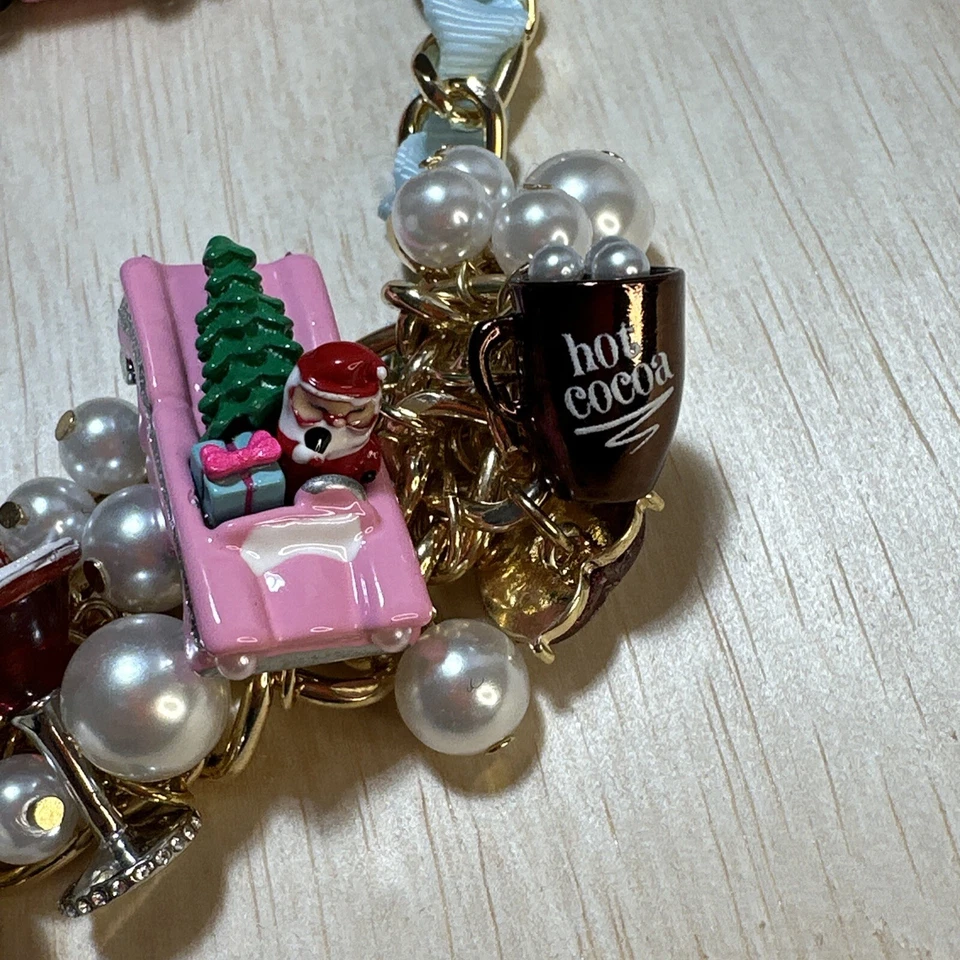 Betsey Johnson Collar Navidad Dije Vacaciones Perla Pendientes Conjunto Navidad Foto 4 de 4