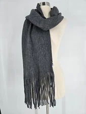 Lucky Brand Thick Grey Fringe Winter Scarf NEW