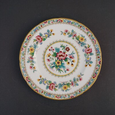 Bone China Coalport Ming Rose Kuchenteller mit Goldrand ca. 15,5 cm Durchmesser
