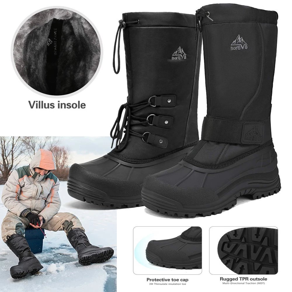 8 Snow Boots Water-proof Insulated Fur Liner Winter Hiking Work US eBay