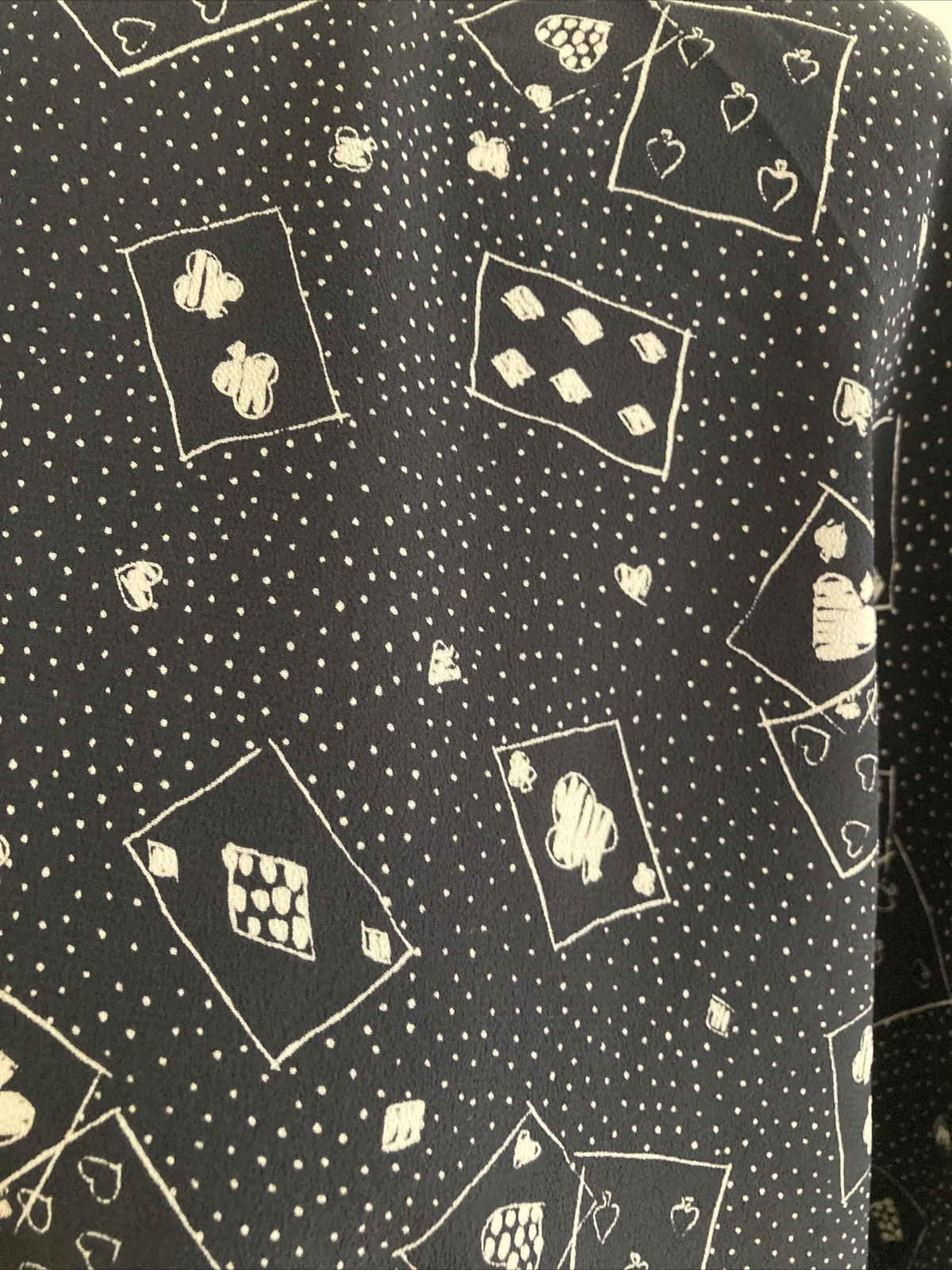 1970s Jaeger Navy Blue Top with Playing Cards Print Size 36" Bust 3