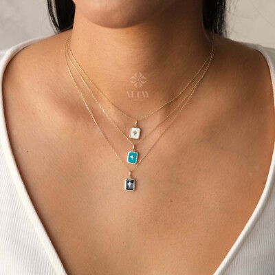 14K Gold Nordstern Halskette Polaris buntes Medaillon Anhänger himmlischer Charm