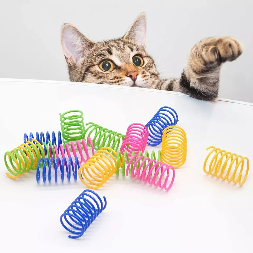 Colorful Plastic Coil Spring Toys for Cats Kittens 4-20pcs