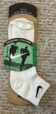NWT 1997 90's NIKE FIT Running / Cycling White Quarter Socks size Mens 6 1/2 -12