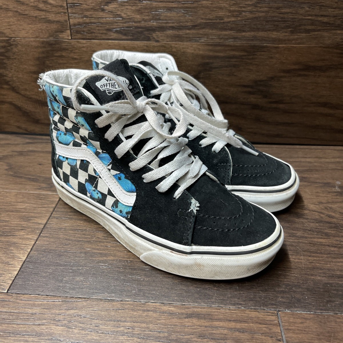 Vans Off The Wall Sk8 Hi Top Sneaker Retro Custom Checker Butterfly 