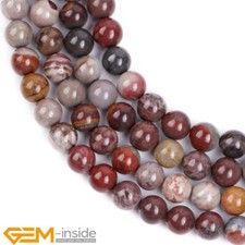 Natural Dark Red Fantasy Jasper Gemstone Round Loose Jewelry Making Beads 15" AU