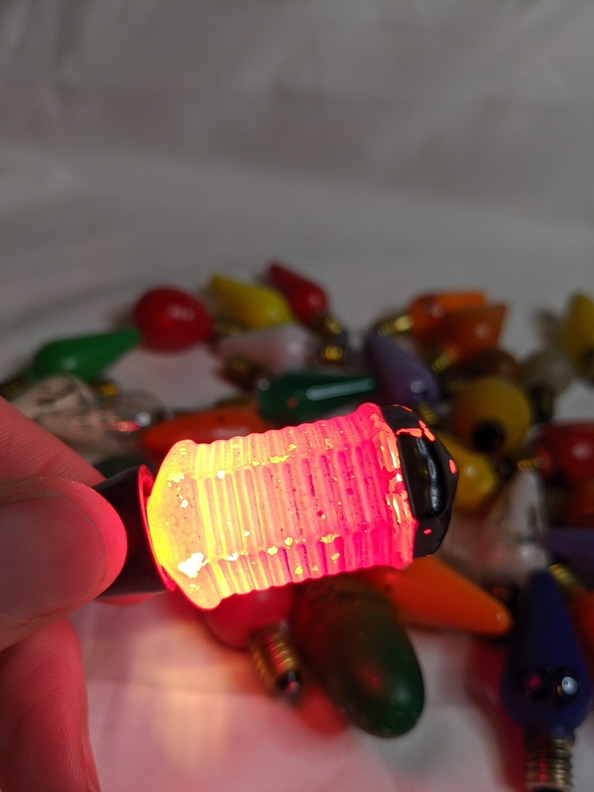 Vintage Christmas Fairy Lights Spare Screw in Bulbs Olive Cone Tested