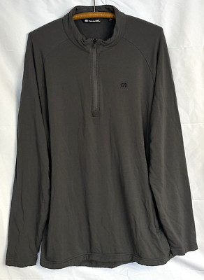 Travis Mathew Men's Large Gray Networking 1/2 Zip L/S Pullover Golf Sweatshirt